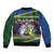 Funny Crocodile and Shark Solomon Islands Christmas Bomber Jacket with National Seal Melanesian Pattern