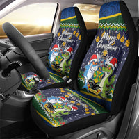Funny Crocodile and Shark Solomon Islands Christmas Car Seat Cover with National Seal Melanesian Pattern