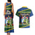 Funny Crocodile and Shark Solomon Islands Christmas Couples Matching Tank Maxi Dress and Hawaiian Shirt with National Seal Melanesian Pattern