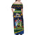 Funny Crocodile and Shark Solomon Islands Christmas Family Matching Off Shoulder Maxi Dress and Hawaiian Shirt with National Seal Melanesian Pattern