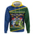 Funny Crocodile and Shark Solomon Islands Christmas Hoodie with National Seal Melanesian Pattern