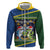 Funny Crocodile and Shark Solomon Islands Christmas Hoodie with National Seal Melanesian Pattern