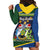 Funny Crocodile and Shark Solomon Islands Christmas Hoodie Dress with National Seal Melanesian Pattern