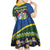 Funny Crocodile and Shark Solomon Islands Christmas Kid Short Sleeve Dress with National Seal Melanesian Pattern