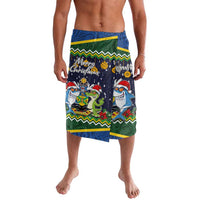 Funny Crocodile and Shark Solomon Islands Christmas Lavalava with National Seal Melanesian Pattern