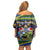 Funny Crocodile and Shark Solomon Islands Christmas Off Shoulder Short Dress with National Seal Melanesian Pattern