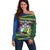 Funny Crocodile and Shark Solomon Islands Christmas Off Shoulder Sweater with National Seal Melanesian Pattern