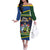 Funny Crocodile and Shark Solomon Islands Christmas Off The Shoulder Long Sleeve Dress with National Seal Melanesian Pattern