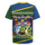 Funny Crocodile and Shark Solomon Islands Christmas Rugby Jersey with National Seal Melanesian Pattern