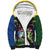 Funny Crocodile and Shark Solomon Islands Christmas Sherpa Hoodie with National Seal Melanesian Pattern