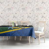Funny Crocodile and Shark Solomon Islands Christmas Tablecloth with National Seal Melanesian Pattern