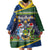 Funny Crocodile and Shark Solomon Islands Christmas Wearable Blanket Hoodie with National Seal Melanesian Pattern