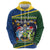 Funny Crocodile and Shark Solomon Islands Christmas Zip Hoodie with National Seal Melanesian Pattern