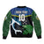 Custom Solomon Islands Rugby Bomber Jacket Arty Shark and Crocodile Solomon Islands National Emblems