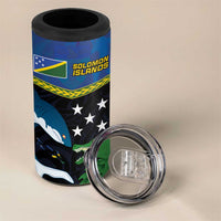 Custom Solomon Islands Rugby 4 in 1 Can Cooler Tumbler Arty Shark and Crocodile Solomon Islands National Emblems