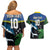 Custom Solomon Islands Rugby Couples Matching Off Shoulder Short Dress and Hawaiian Shirt Arty Shark and Crocodile Solomon Islands National Emblems