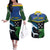 Custom Solomon Islands Rugby Couples Matching Off The Shoulder Long Sleeve Dress and Hawaiian Shirt Arty Shark and Crocodile Solomon Islands National Emblems