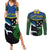 Custom Solomon Islands Rugby Couples Matching Summer Maxi Dress and Long Sleeve Button Shirt Arty Shark and Crocodile Solomon Islands National Emblems