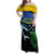 Custom Solomon Islands Rugby Family Matching Off Shoulder Maxi Dress and Hawaiian Shirt Arty Shark and Crocodile Solomon Islands National Emblems