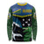 Custom Solomon Islands Rugby Long Sleeve Shirt Arty Shark and Crocodile Solomon Islands National Emblems