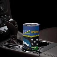 Custom Solomon Islands Rugby Tumbler Cup Arty Shark and Crocodile Solomon Islands National Emblems