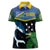 Custom Solomon Islands Rugby Women Polo Shirt Arty Shark and Crocodile Solomon Islands National Emblems