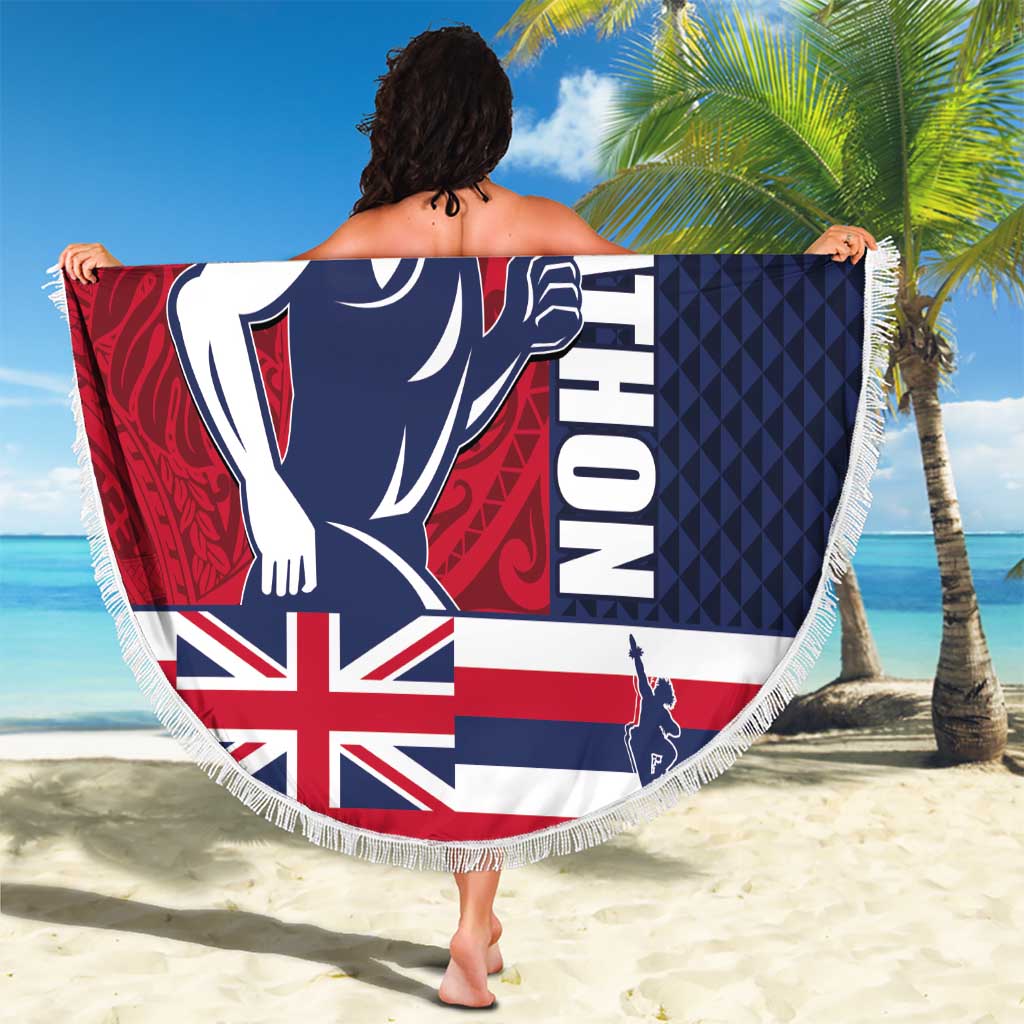 Honolulu Running 2024 Beach Blanket Marathon Competition Hula Runner and Kakau Art Tattoo LT03 - Polynesian Pride