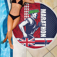 Honolulu Running 2024 Beach Blanket Marathon Competition Hula Runner and Kakau Art Tattoo LT03 - Polynesian Pride