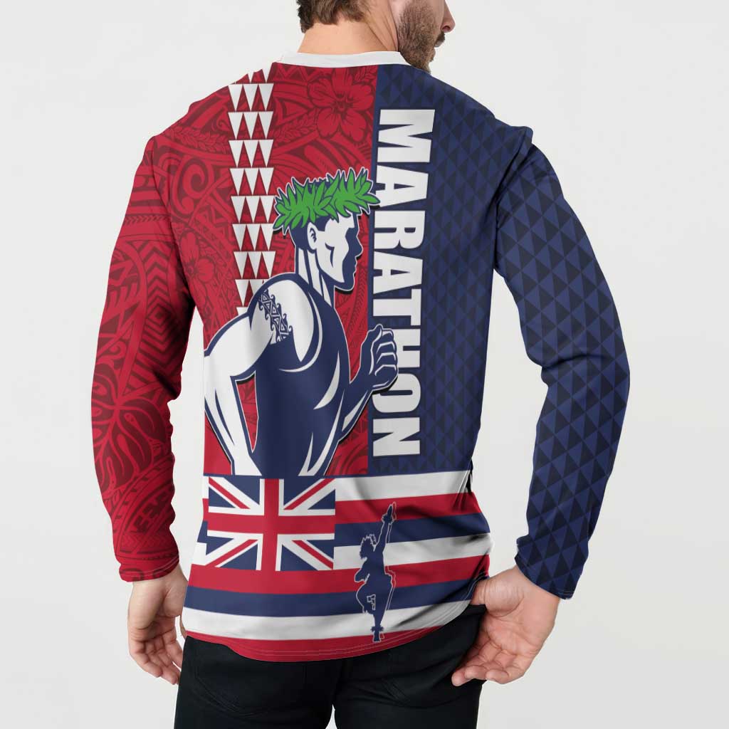 Honolulu Running 2024 Button Sweatshirt Marathon Competition Hula Runner and Kakau Art Tattoo LT03 - Polynesian Pride