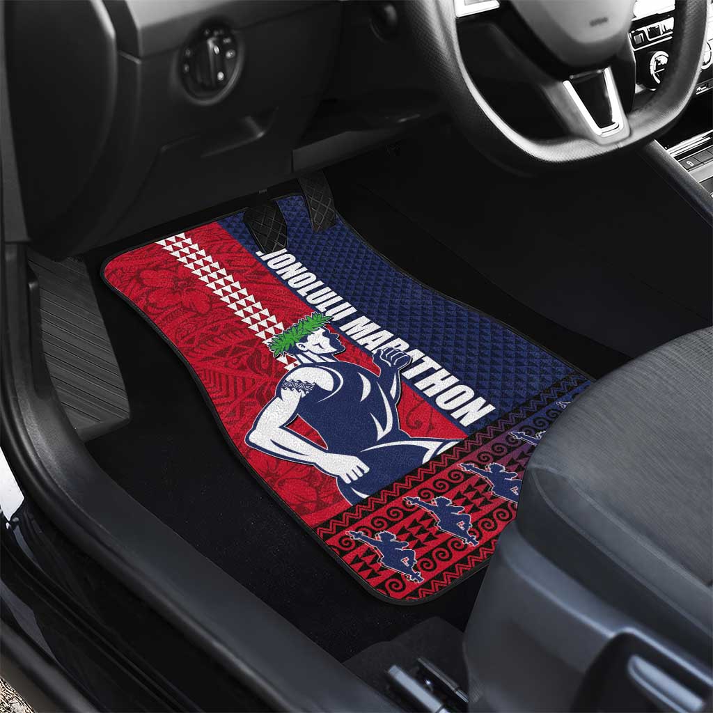 Honolulu Running 2024 Car Mats Marathon Competition Hula Runner and Kakau Art Tattoo LT03 - Polynesian Pride