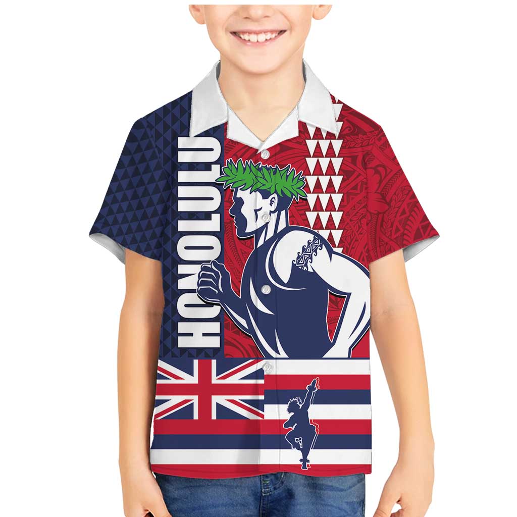 Honolulu Running 2024 Family Matching Mermaid Dress and Hawaiian Shirt Marathon Competition Hula Runner and Kakau Art Tattoo