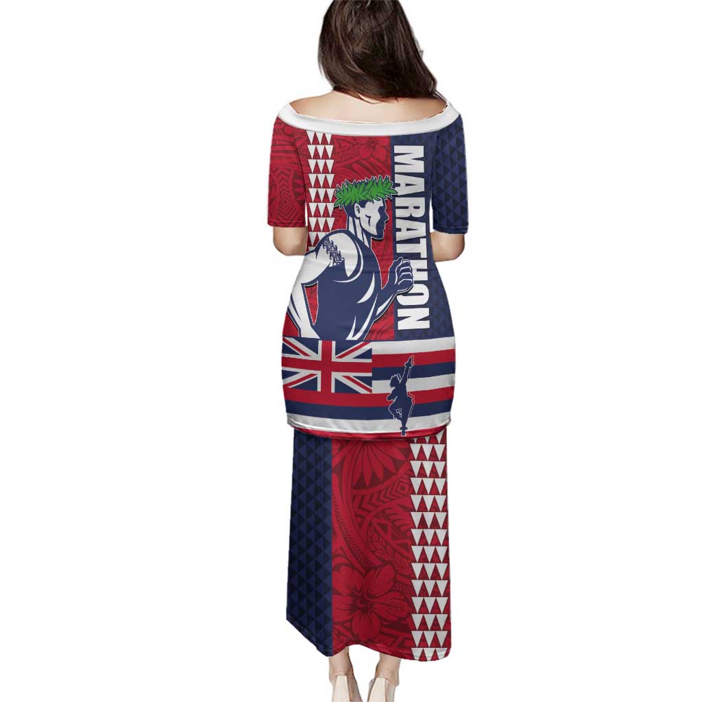 Honolulu Running 2024 Family Matching Puletasi and Hawaiian Shirt Marathon Competition Hula Runner and Kakau Art Tattoo