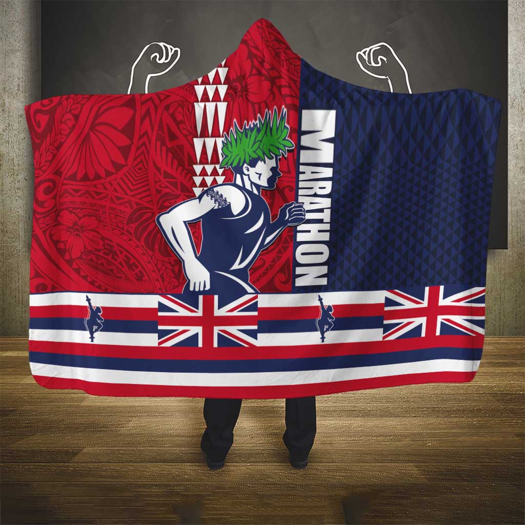 Honolulu Running 2024 Hooded Blanket Marathon Competition Hula Runner and Kakau Art Tattoo LT03 - Polynesian Pride