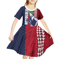 Honolulu Running 2024 Kid Short Sleeve Dress Marathon Competition Hula Runner and Kakau Art Tattoo