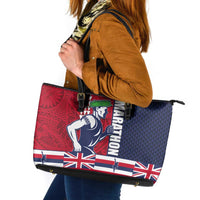 Honolulu Running 2024 Leather Tote Bag Marathon Competition Hula Runner and Kakau Art Tattoo LT03 Blue - Polynesian Pride