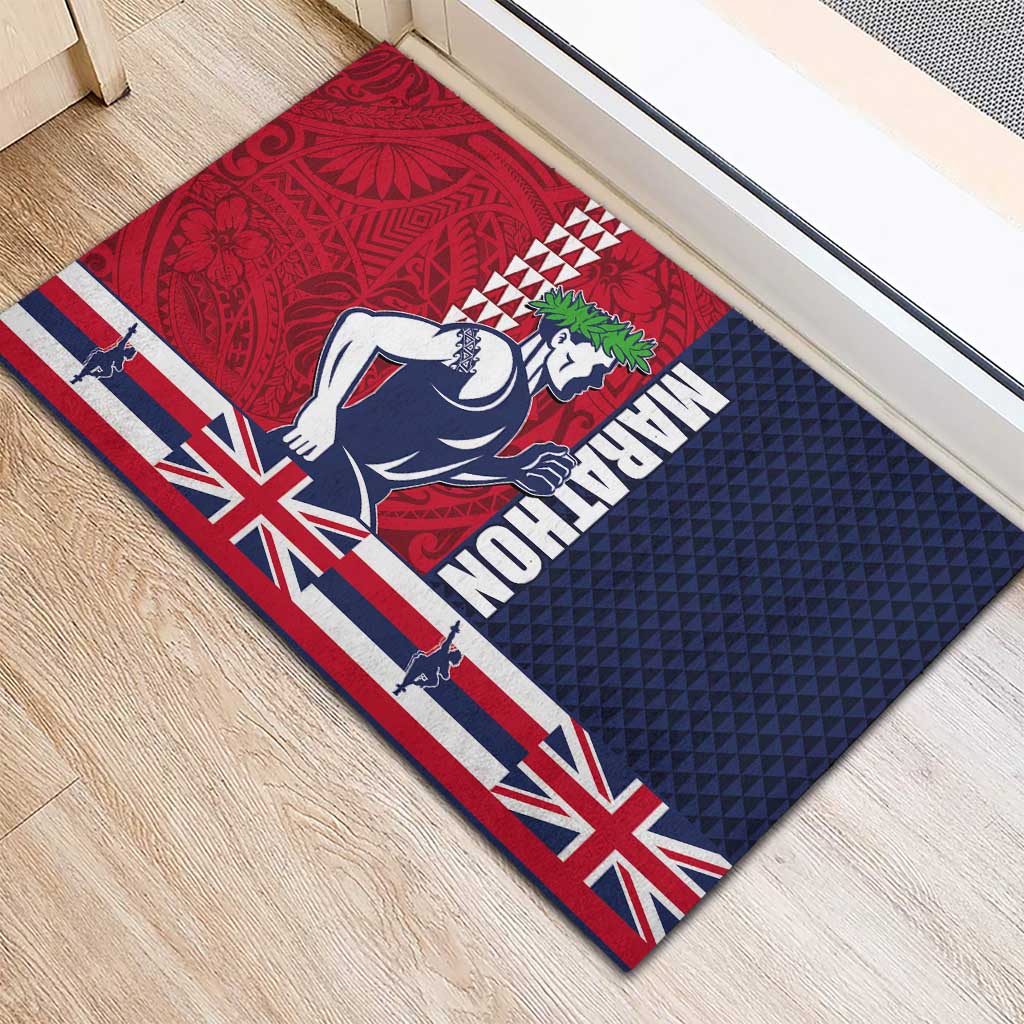 Honolulu Running 2024 Rubber Doormat Marathon Competition Hula Runner and Kakau Art Tattoo LT03 - Polynesian Pride