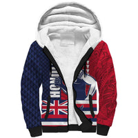 Honolulu Running 2024 Sherpa Hoodie Marathon Competition Hula Runner and Kakau Art Tattoo LT03 Unisex Blue - Polynesian Pride