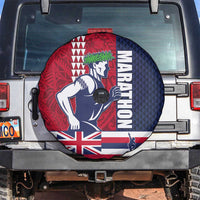 Honolulu Running 2024 Spare Tire Cover Marathon Competition Hula Runner and Kakau Art Tattoo LT03 Blue - Polynesian Pride