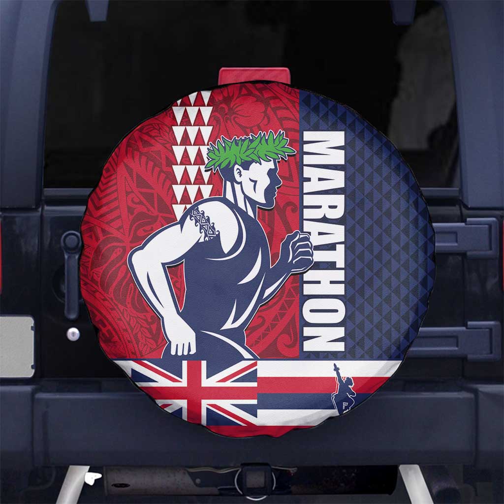 Honolulu Running 2024 Spare Tire Cover Marathon Competition Hula Runner and Kakau Art Tattoo LT03 - Polynesian Pride