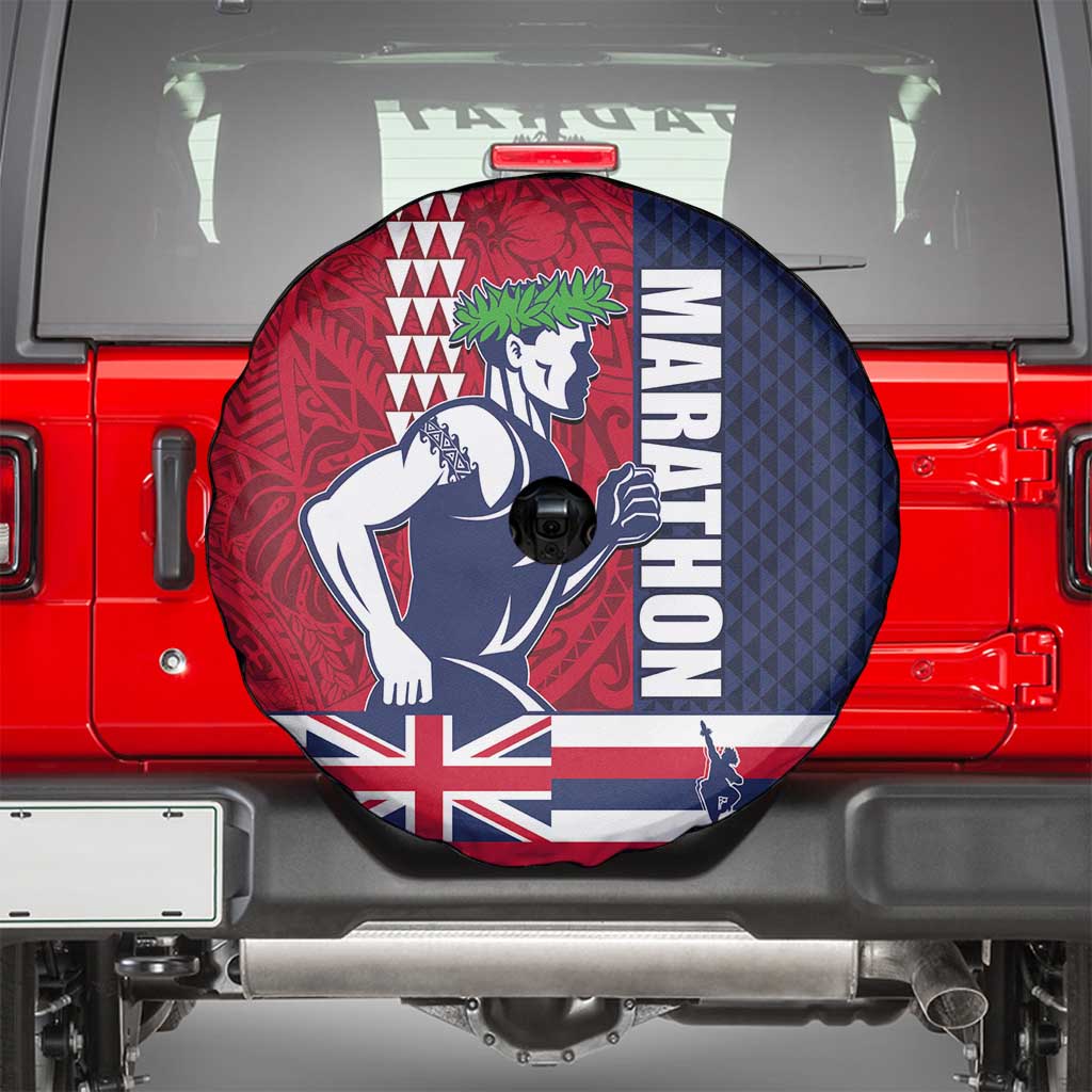 Honolulu Running 2024 Spare Tire Cover Marathon Competition Hula Runner and Kakau Art Tattoo LT03 - Polynesian Pride