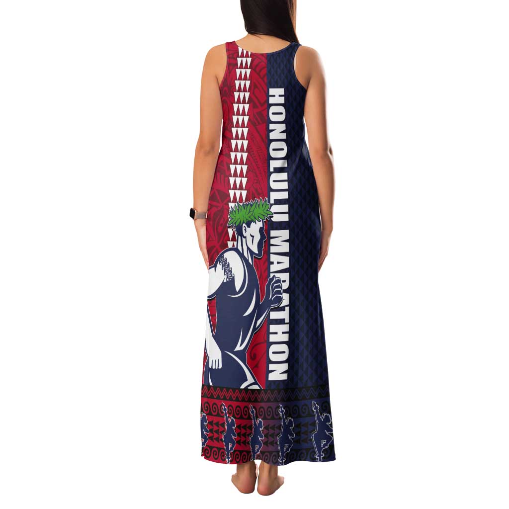 Honolulu Running 2024 Tank Maxi Dress Marathon Competition Hula Runner and Kakau Art Tattoo LT03 - Polynesian Pride