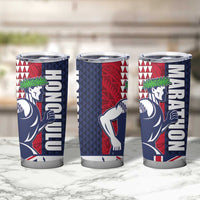 Honolulu Running 2024 Tumbler Cup Marathon Competition Hula Runner and Kakau Art Tattoo LT03 - Polynesian Pride