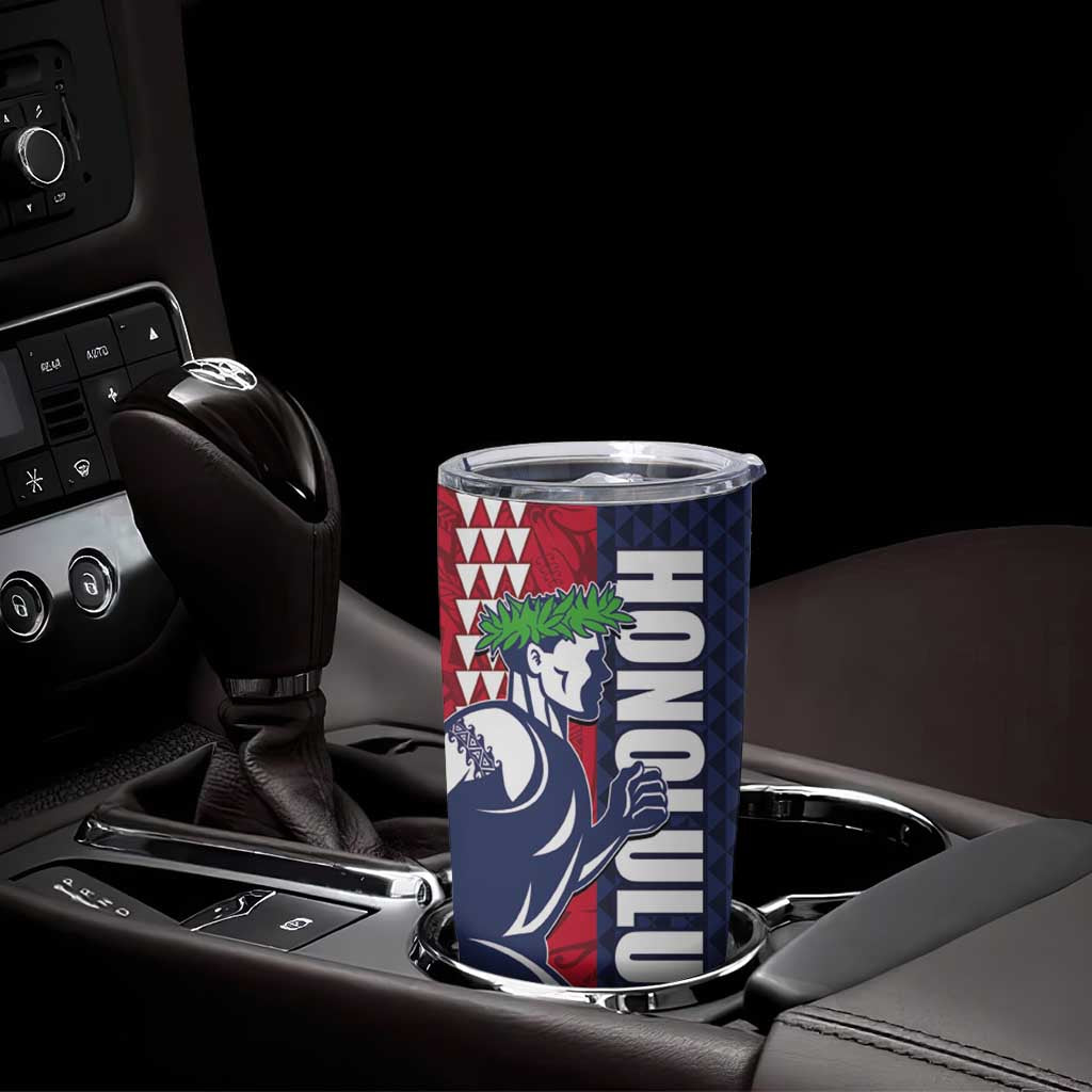 Honolulu Running 2024 Tumbler Cup Marathon Competition Hula Runner and Kakau Art Tattoo LT03 - Polynesian Pride