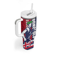 Honolulu Running 2024 Tumbler With Handle Marathon Competition Hula Runner and Kakau Art Tattoo LT03 - Polynesian Pride