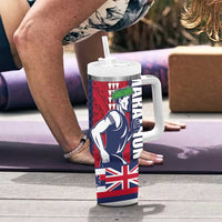 Honolulu Running 2024 Tumbler With Handle Marathon Competition Hula Runner and Kakau Art Tattoo LT03 - Polynesian Pride