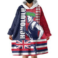 Honolulu Running 2024 Wearable Blanket Hoodie Marathon Competition Hula Runner and Kakau Art Tattoo LT03 - Polynesian Pride