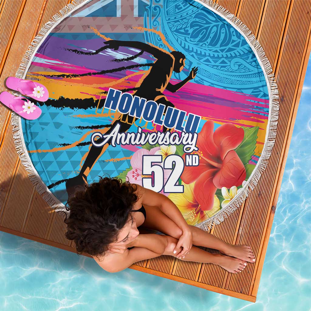 Honolulu Anniversary 52nd Running Beach Blanket Marathon Competition Kakau Pattern Blue Color LT03 - Polynesian Pride