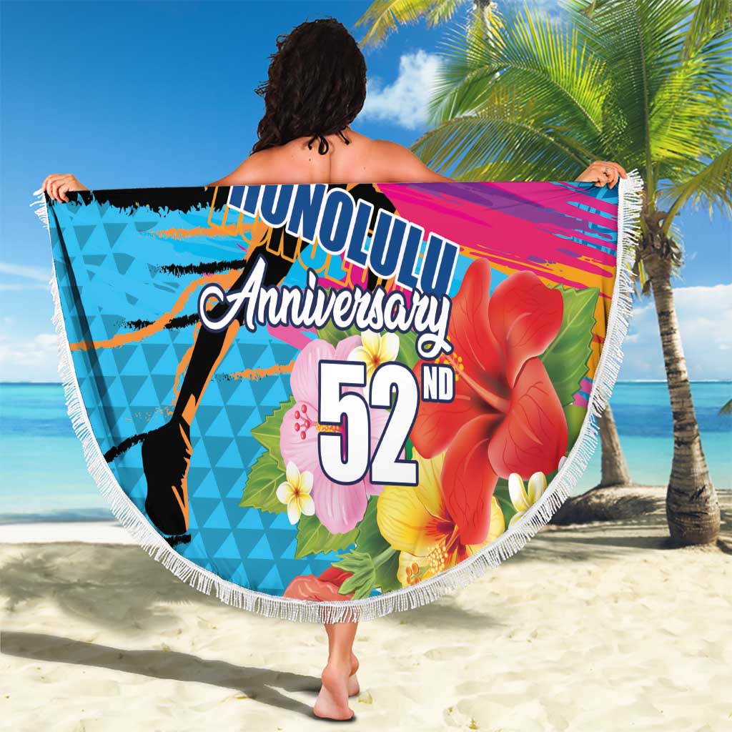 Honolulu Anniversary 52nd Running Beach Blanket Marathon Competition Kakau Pattern Blue Color LT03 - Polynesian Pride