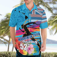 Honolulu Anniversary 52nd Running Hawaiian Shirt Marathon Competition Kakau Pattern Blue Color LT03 - Polynesian Pride
