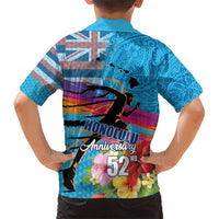 Honolulu Anniversary 52nd Running Hawaiian Shirt Marathon Competition Kakau Pattern Blue Color LT03 - Polynesian Pride
